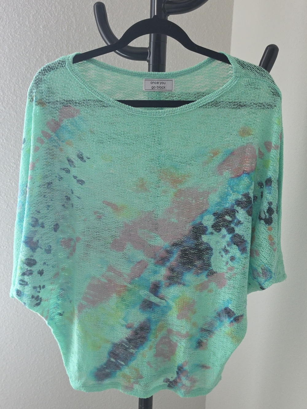 Mint Tie-Dye Lightweight Poncho Sweater